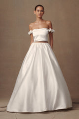 Kelsey Satin Maxi Skirt - White
