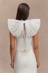 Maryam Tulle Bow Top - White