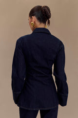 Jericho Asymmetrical Denim Shirt - Indigo Blue