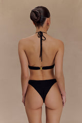 Skye Floral Crochet Tie Up Bikini Bottom - Black And White