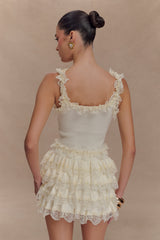Margaret Lace Ruffle Mini Skort - Cream