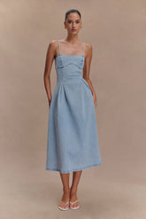 Harlyn Denim Midi Dress - Light Blue