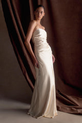 Cedar Strapless Satin Maxi Dress - Champagne