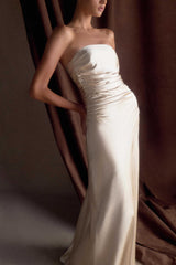 Cedar Strapless Satin Maxi Dress - Champagne