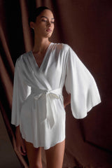 Sterling Satin Bridal Robe - Ivory
