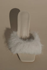 Torrance Faux Fur Heel - Ivory