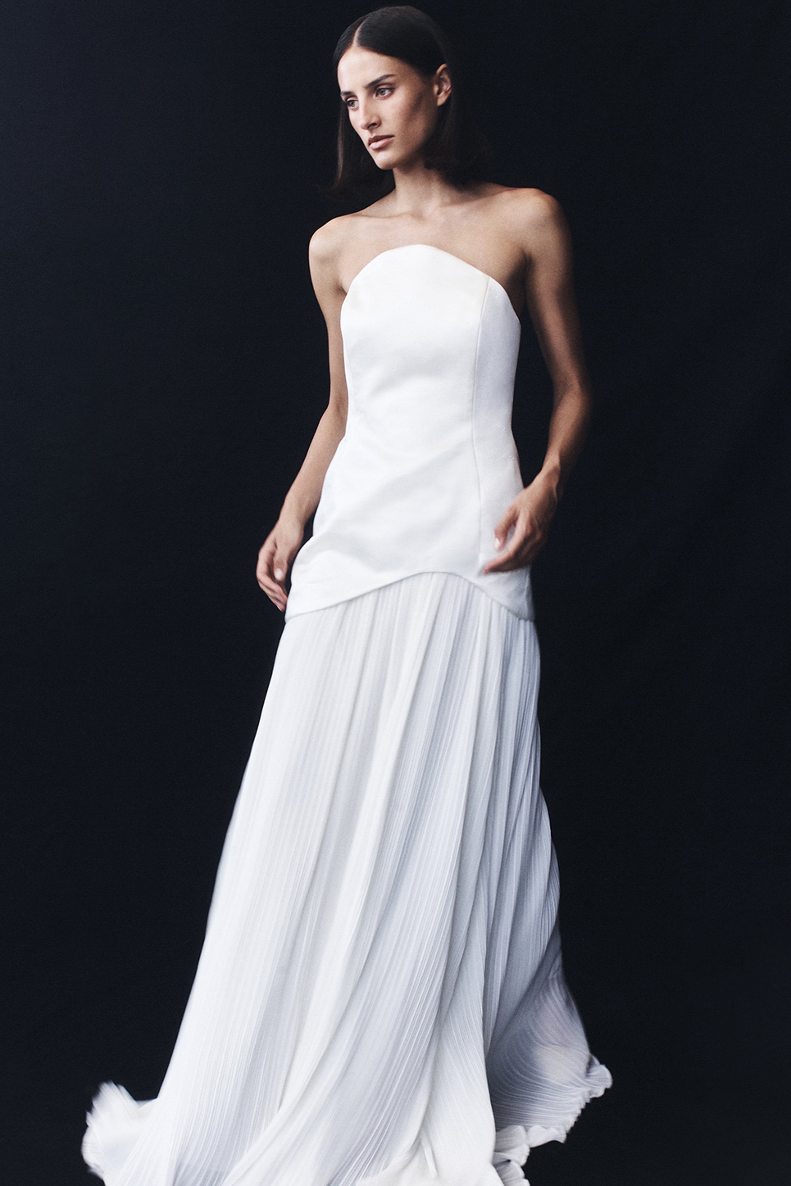 Juno Strapless Pleated Maxi Gown - White