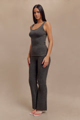 Shyann Straight Leg Knit Pant - Charcoal Marle