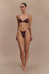 Rosmunda Ruched Bikini Top - Chocolate