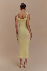 Shay Lace Ruffle Knit Maxi Dress - Lemon