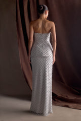 Zuri Hand Beaded Embellished Peplum Corset - Silver