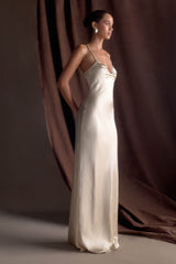 Lilly Sweetheart Satin Maxi Dress - Champagne