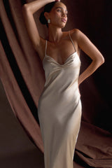 Lilly Sweetheart Satin Maxi Dress - Champagne