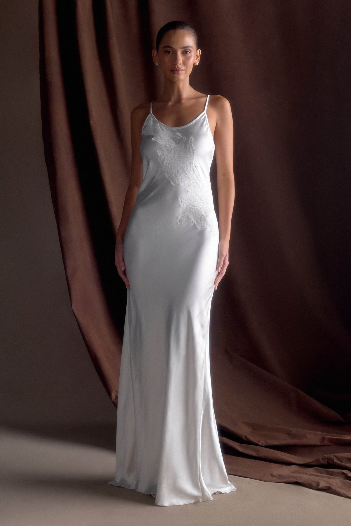 Saylor Satin Slip Maxi Dress - Ivory