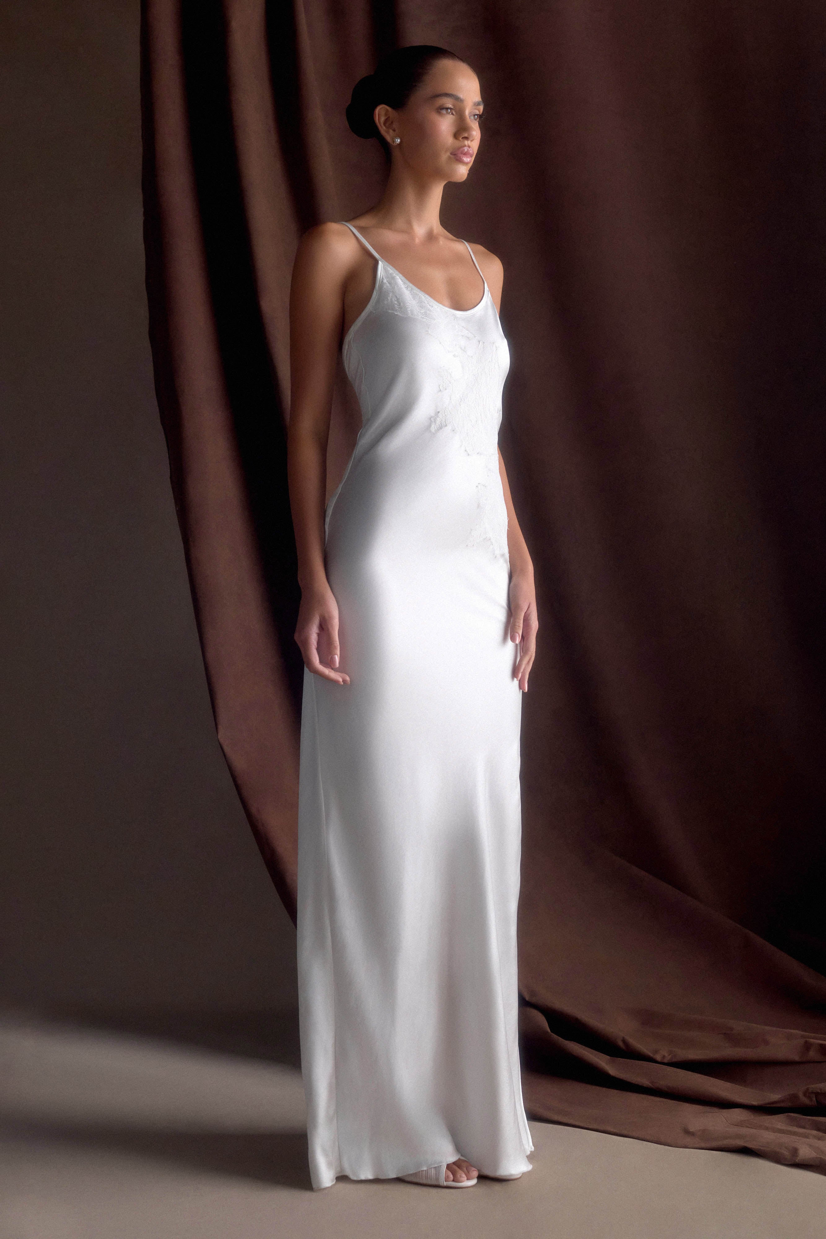 Saylor Satin Slip Maxi Dress - Ivory