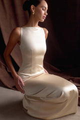 Violet Sleeveless Satin Maxi Dress - Champagne