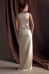 Violet Sleeveless Satin Maxi Dress - Champagne