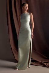 Violet Sleeveless Satin Maxi Dress - Sage