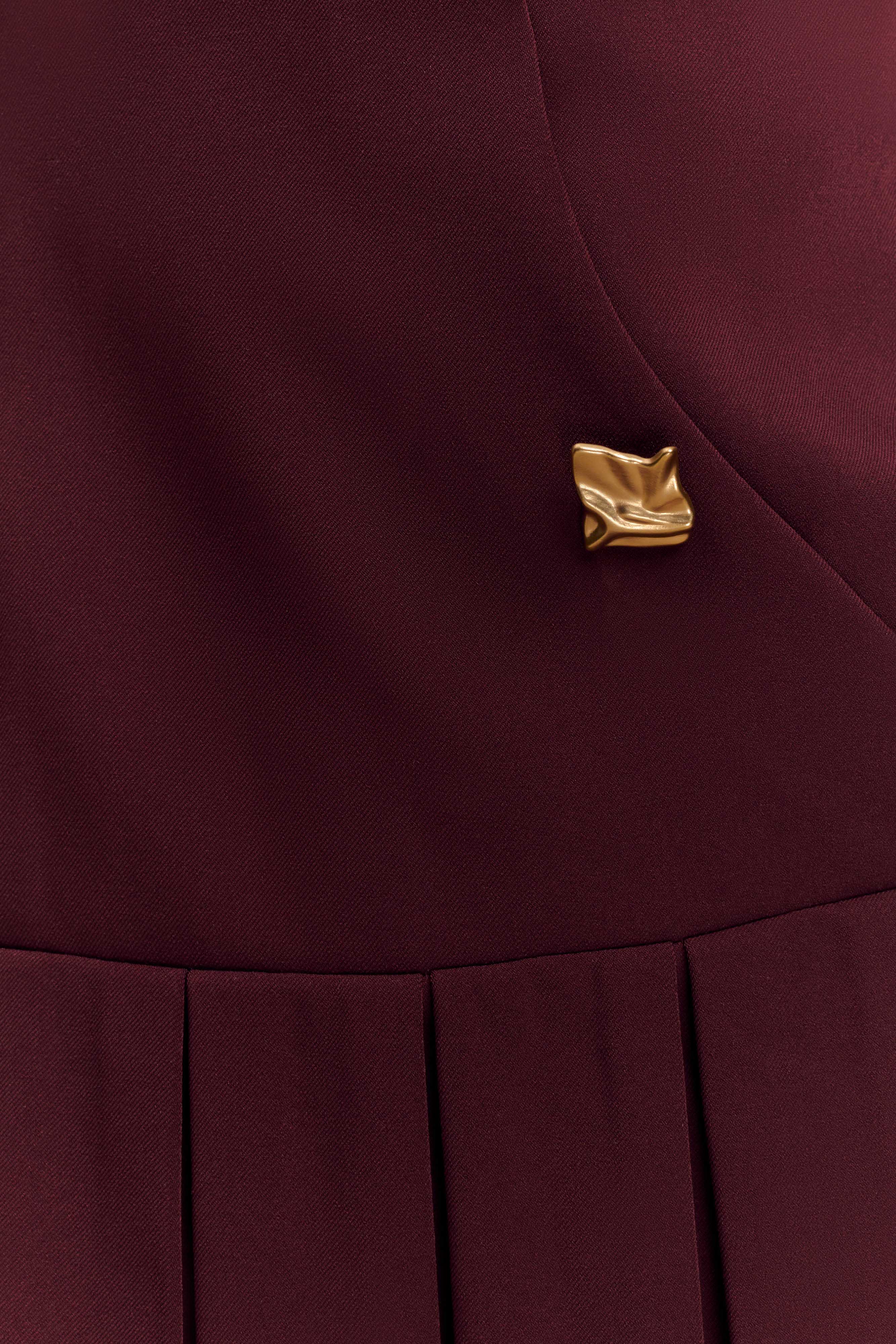 Mackenzie Sleeveless Pleated Mini Dress - Mahogany