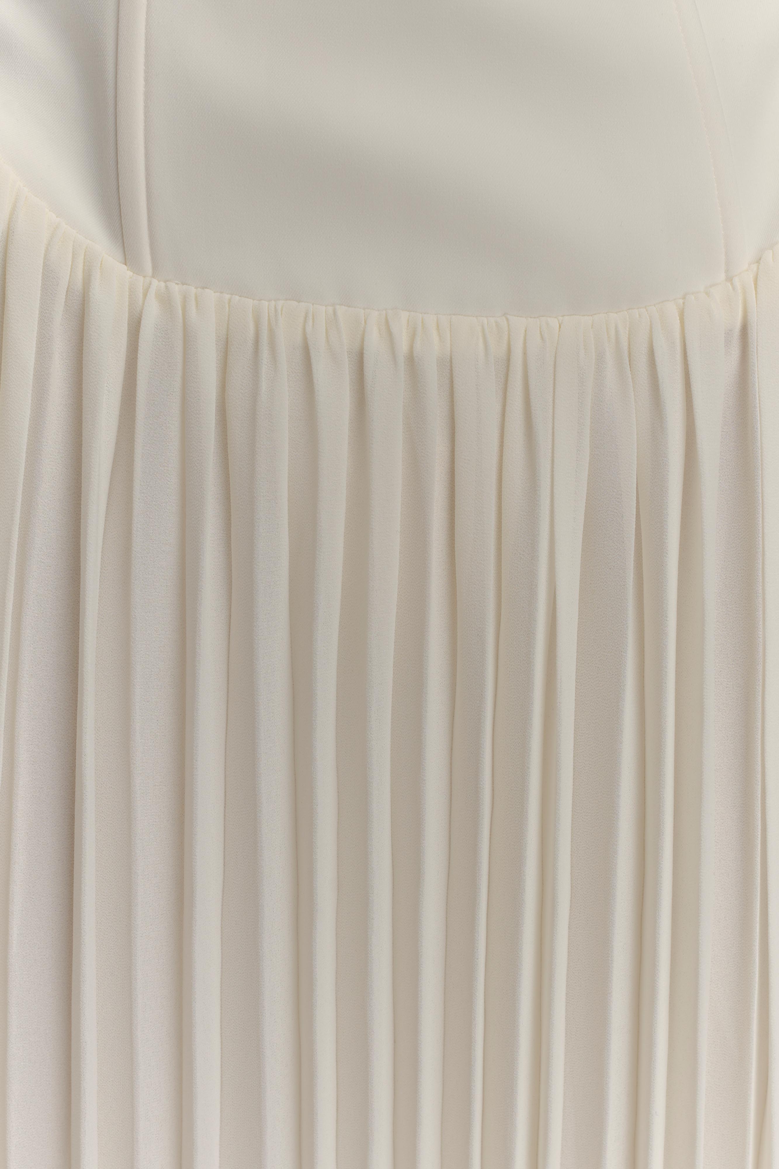 Stacie Pleated Halter Maxi Dress - Ivory
