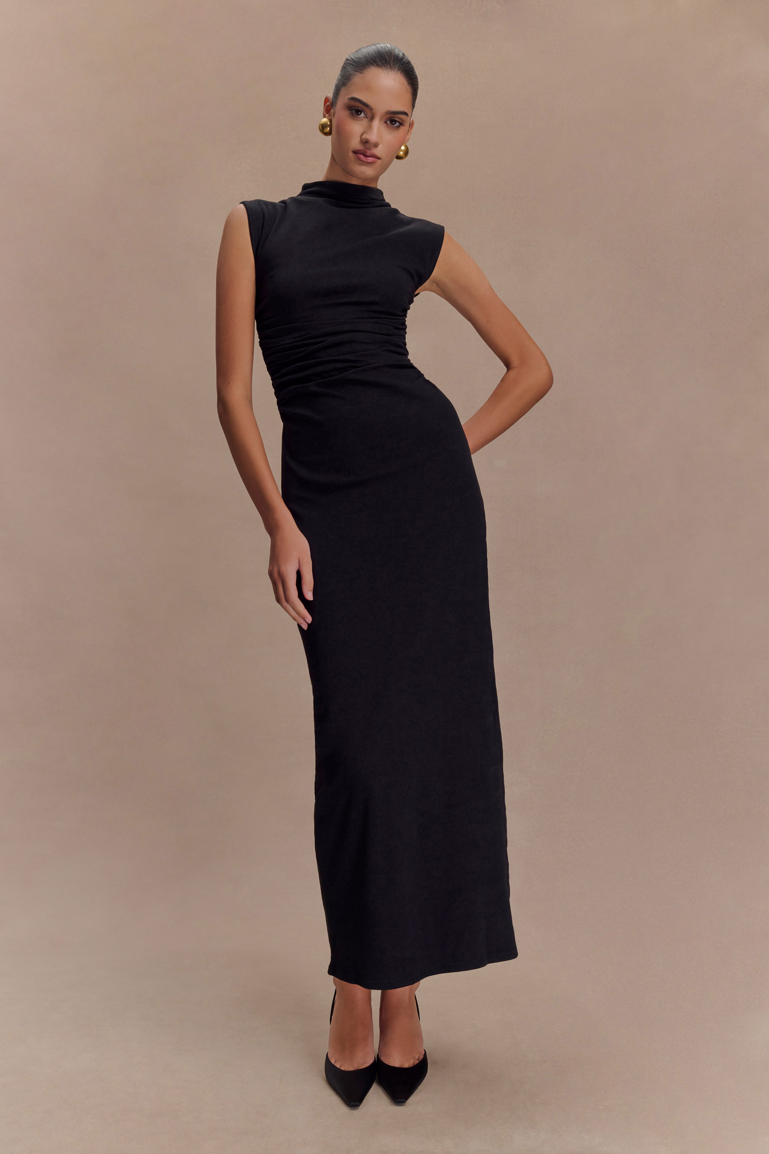 Elliot High Neck Sleeveless Maxi Dress - Black