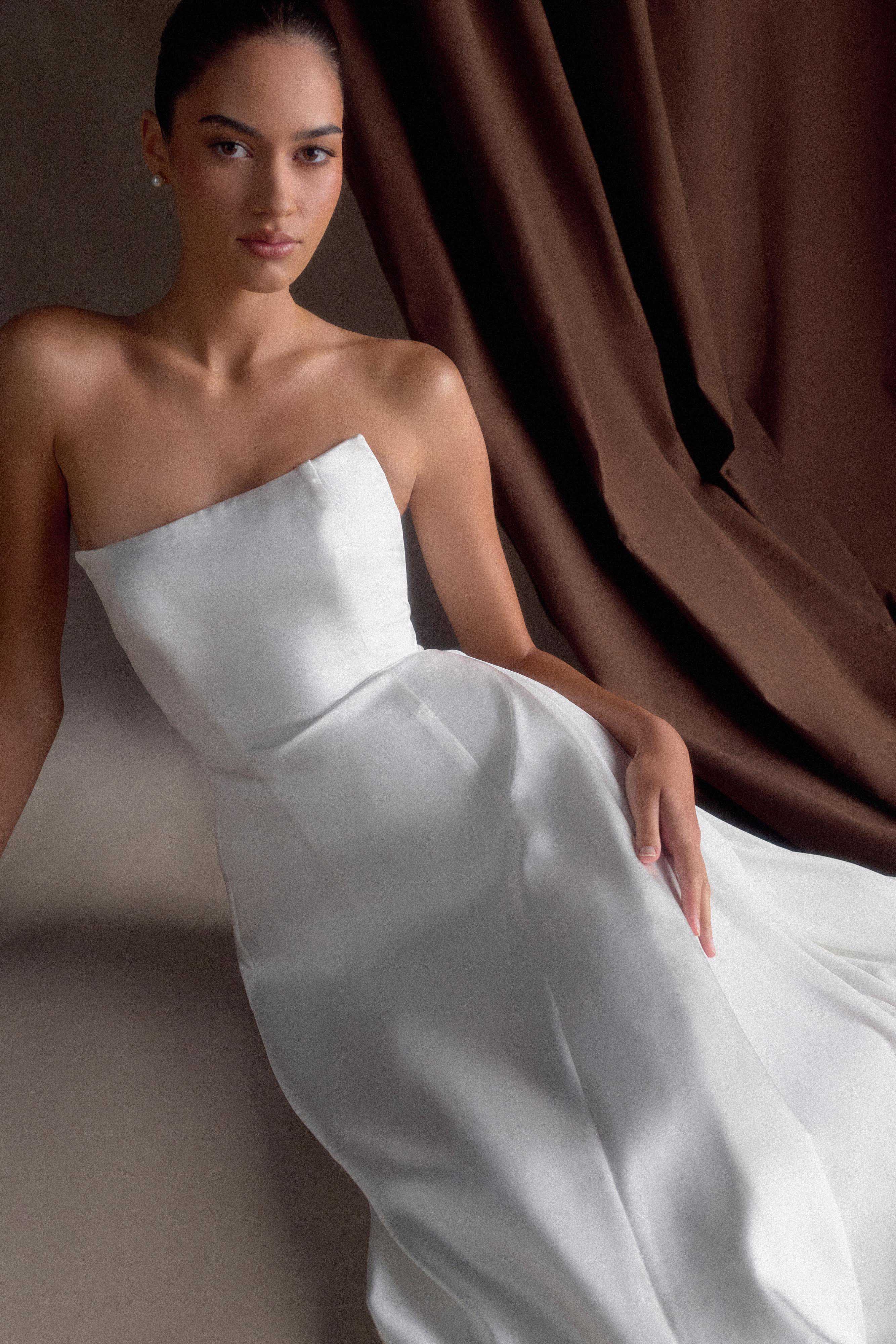 Rosella Satin Strapless Maxi Dress - White