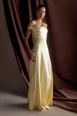 Jacinta One Shoulder Maxi Dress - Pastel Lemon