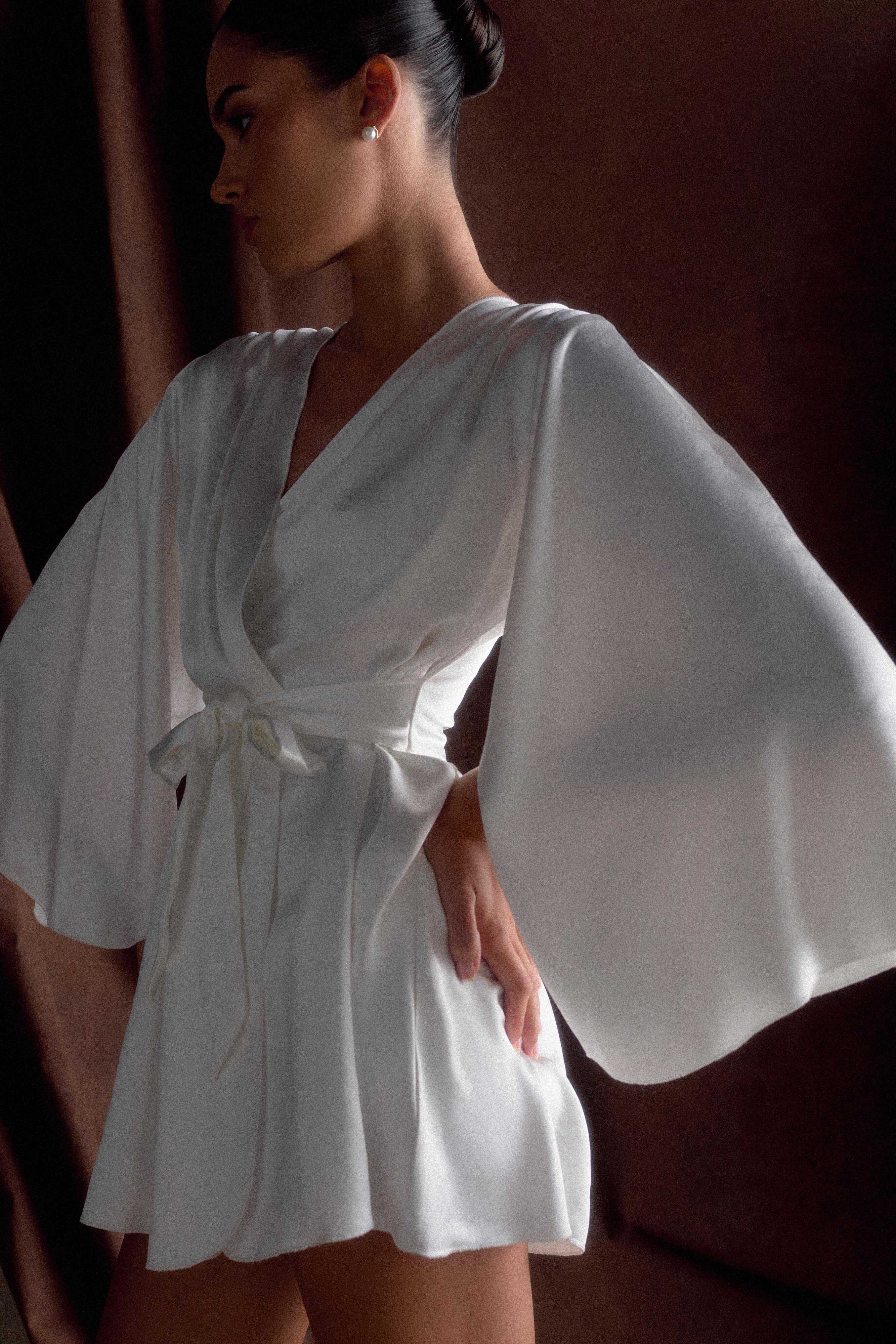 Sterling Satin Bridal Robe - Ivory