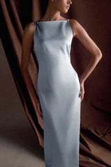 Violet Sleeveless Satin Maxi Dress - Frosted Blue