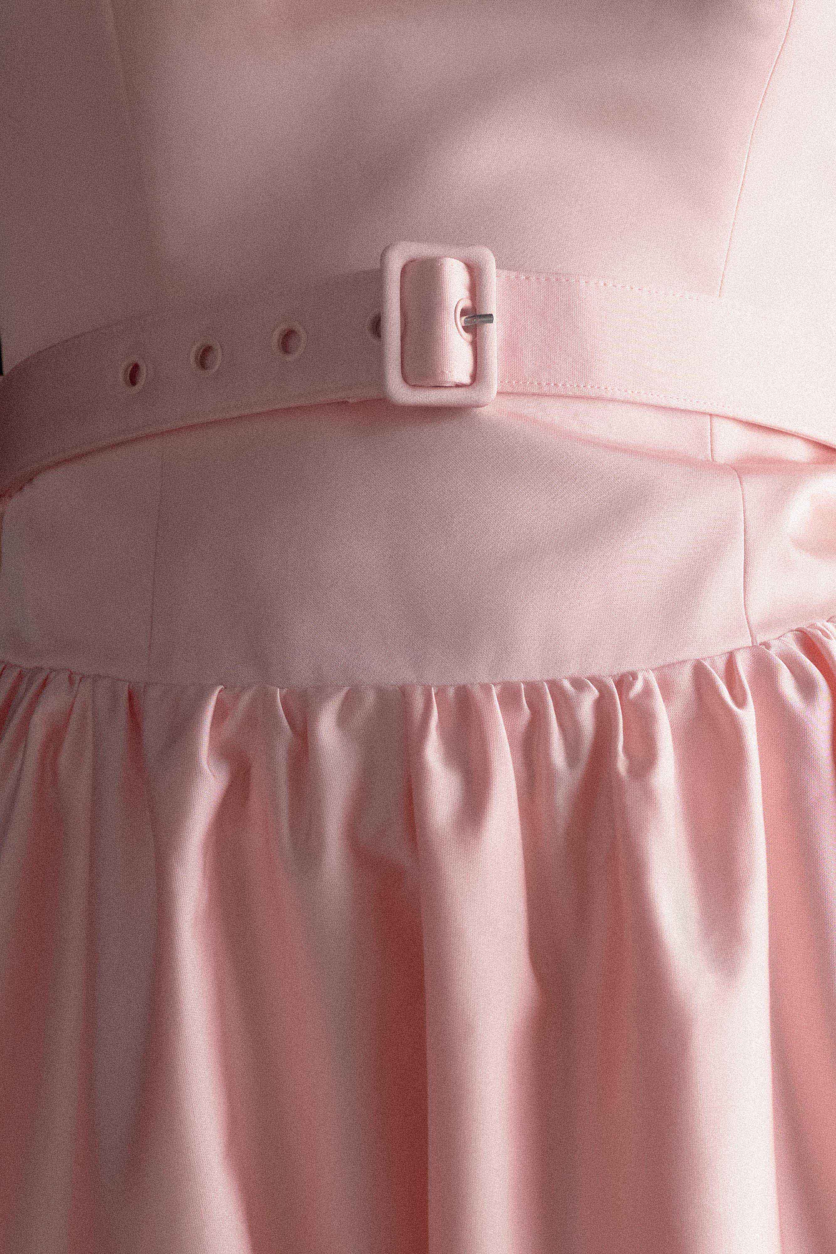 Florence Strapless Belted Maxi Dress - Baby Pink