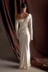 Iris Long Sleeve Satin Maxi Dress - Champagne