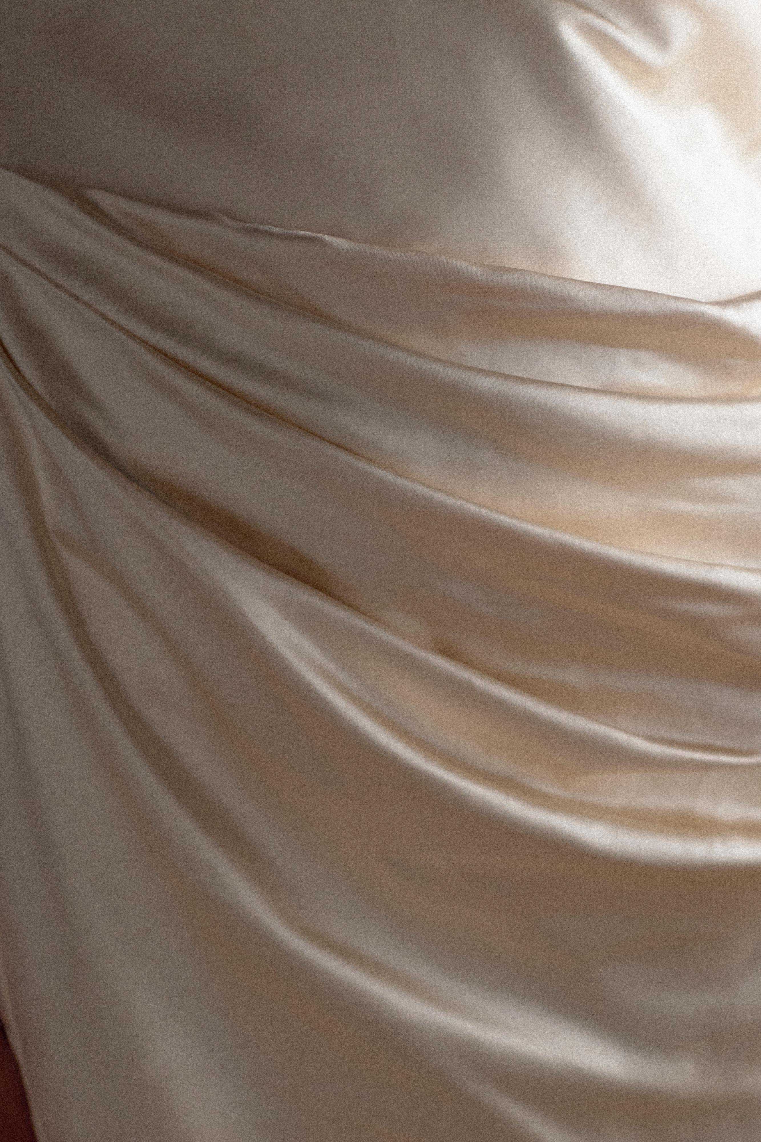 Dalia Off Shoulder Satin Maxi Dress - Champagne