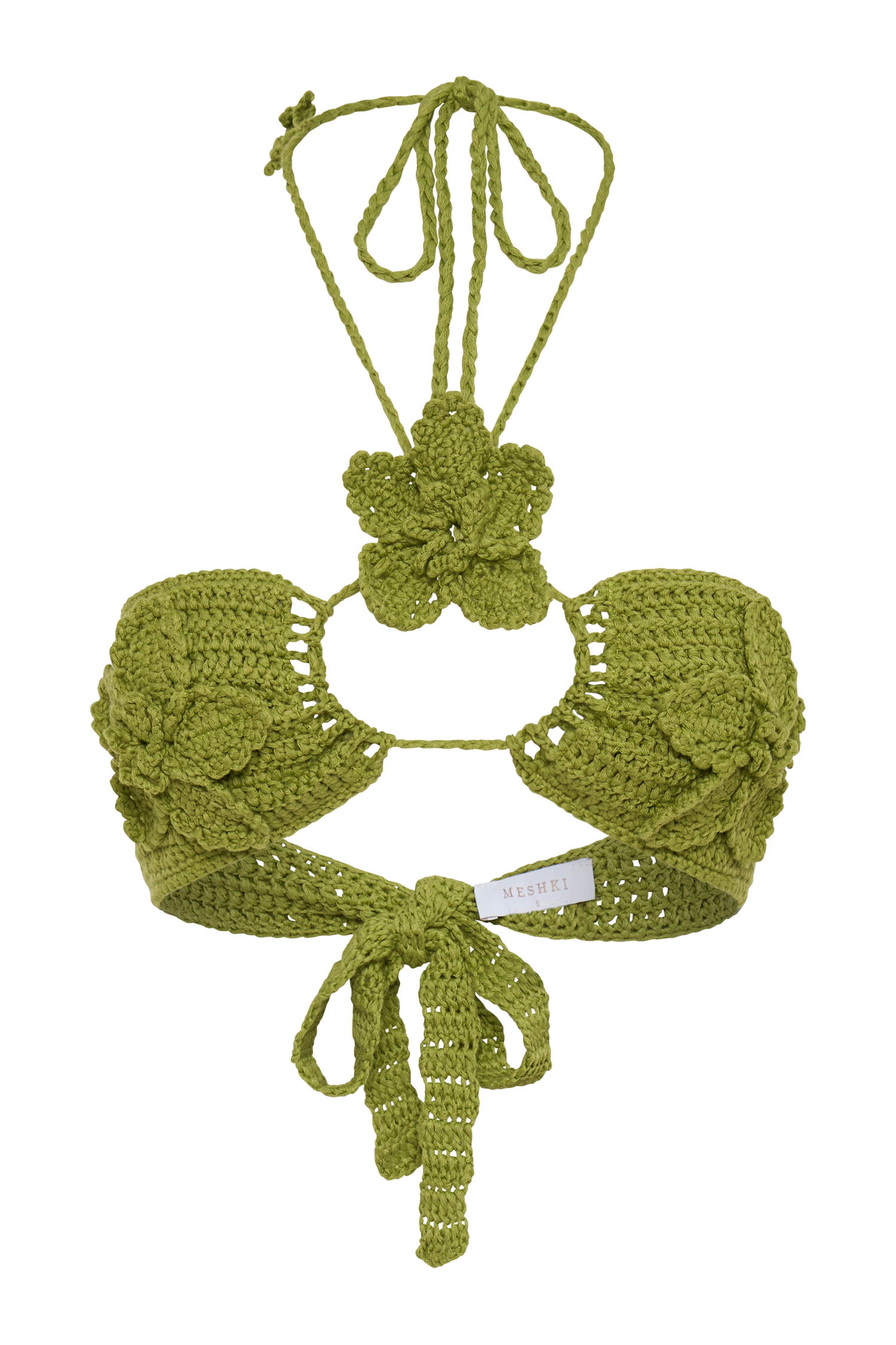 River Floral Crochet Bikini Top - Apple