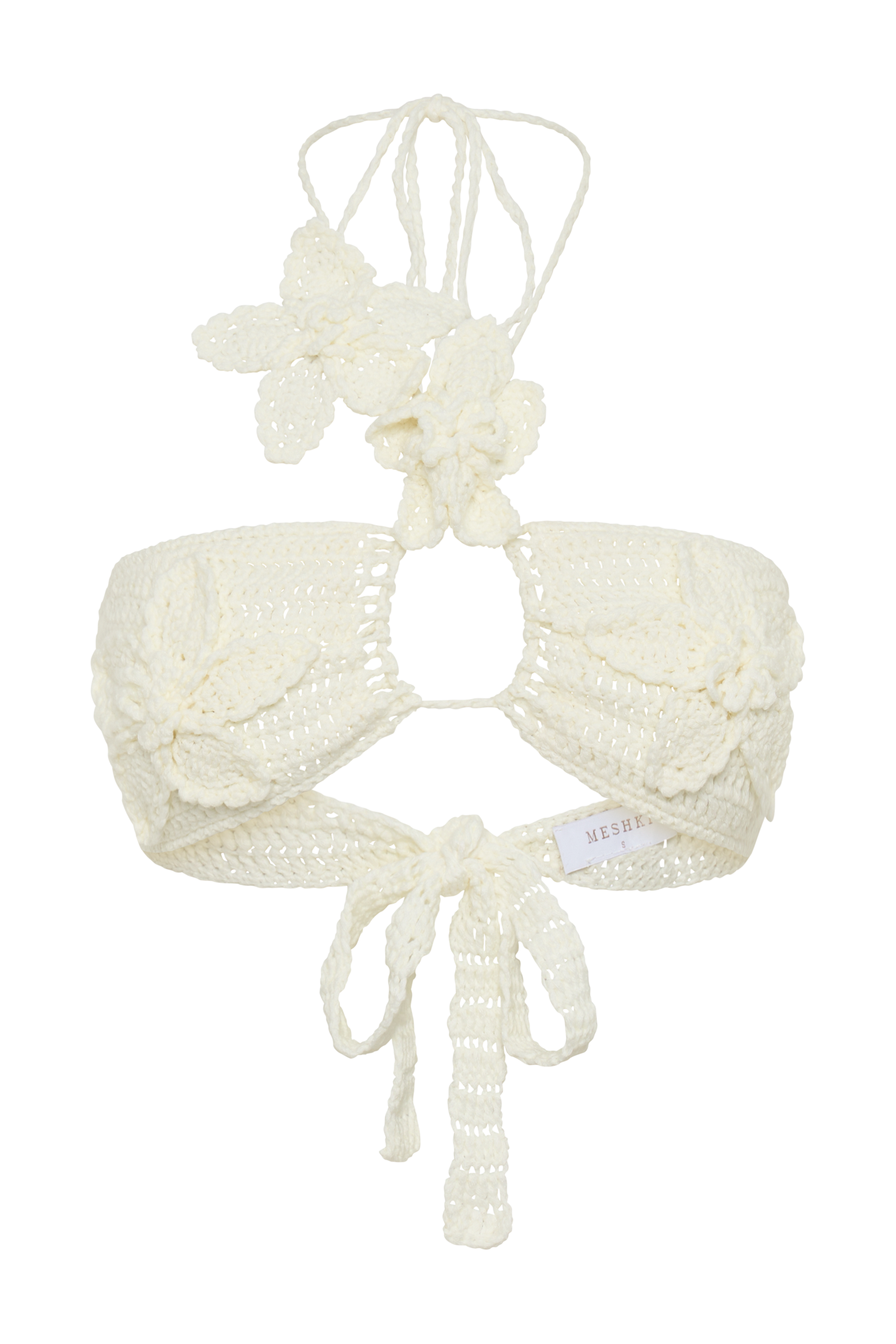 River Floral Crochet Bikini Top - Ivory