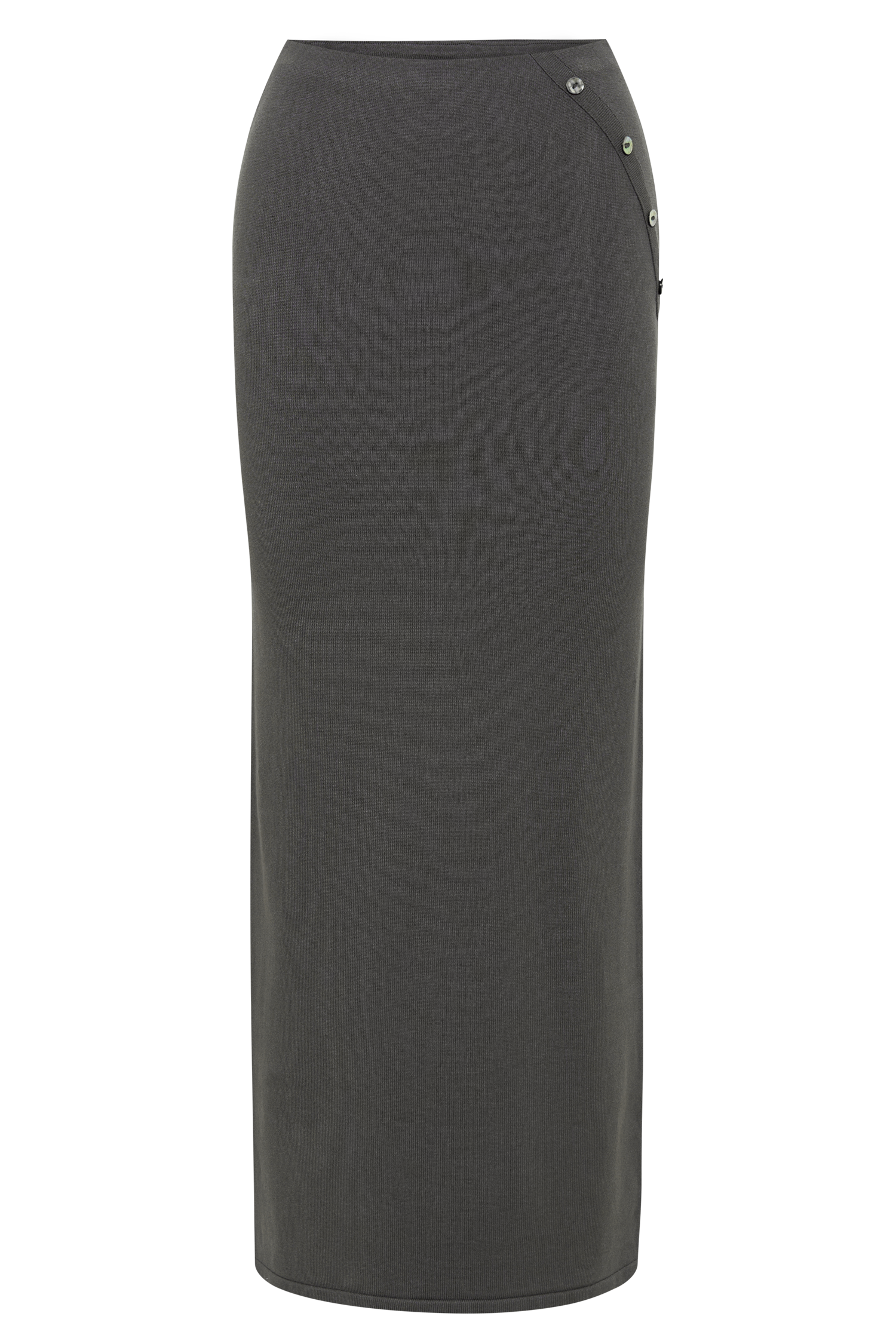 Maisie Buttoned Knit Maxi Skirt - Dark Charcoal