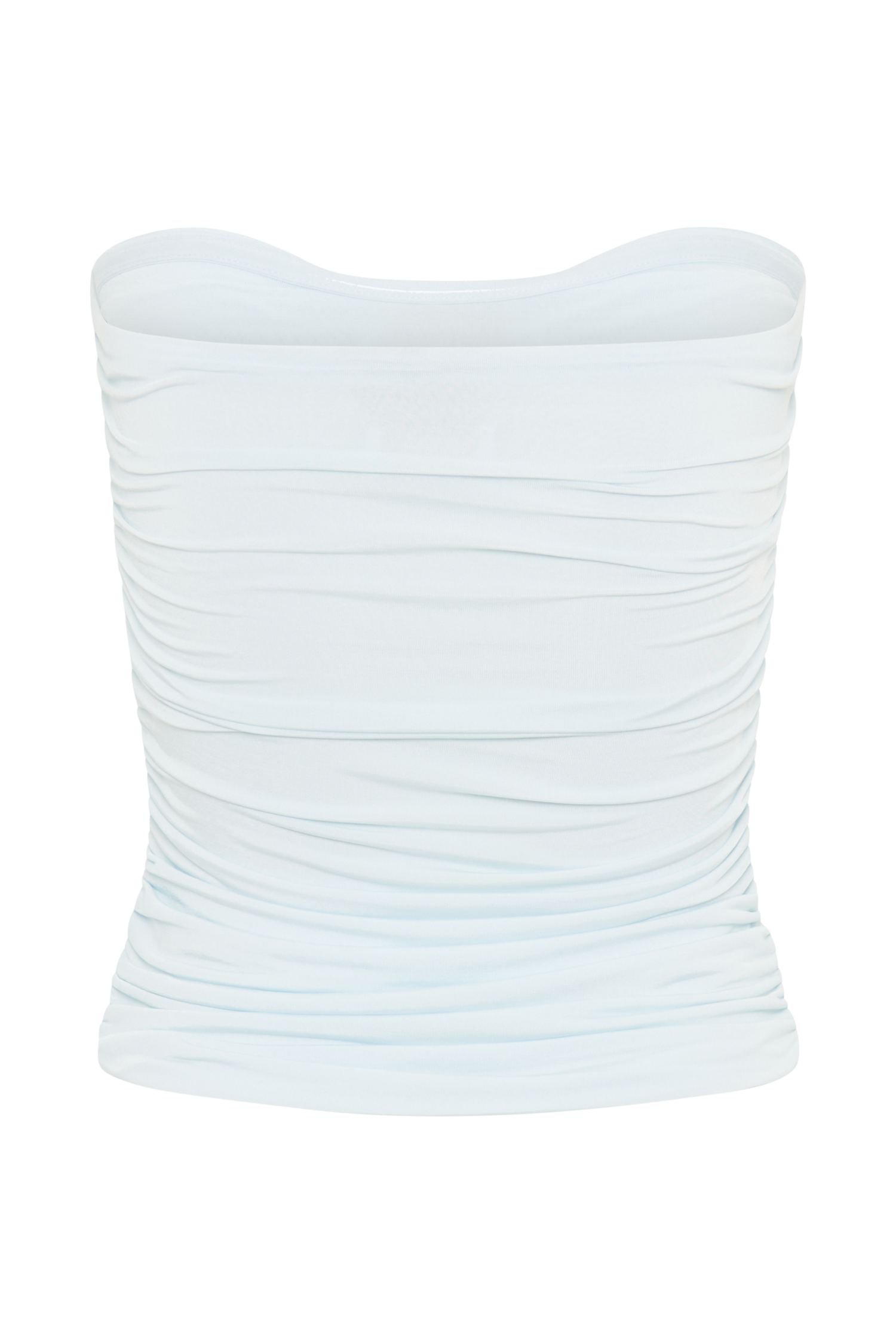 Winslet Strapless Slinky Longline Top With Shell Hardware - Sky Blue