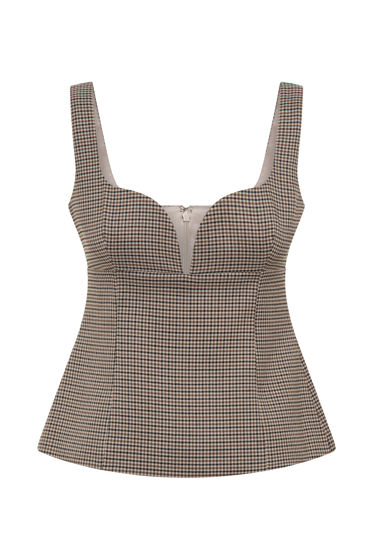 Lawry Structured Longline Top - Tan Check