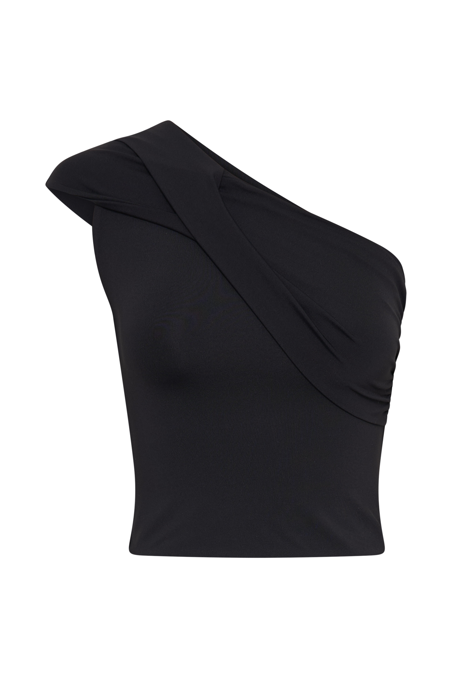 Solene One Shoulder Recycled Nylon Twist Top - Black