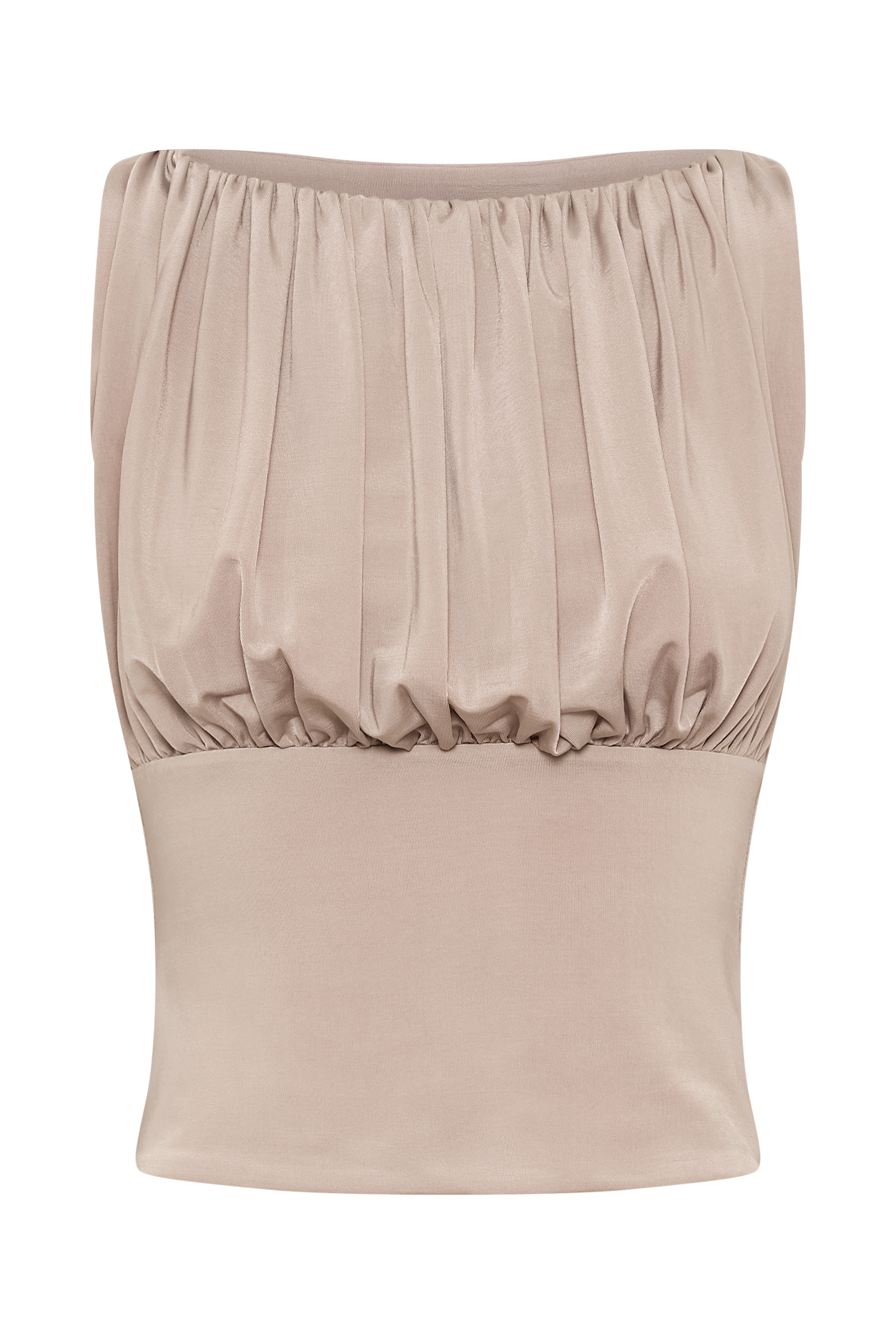 Tiarna Slinky Ruched Top - Taupe