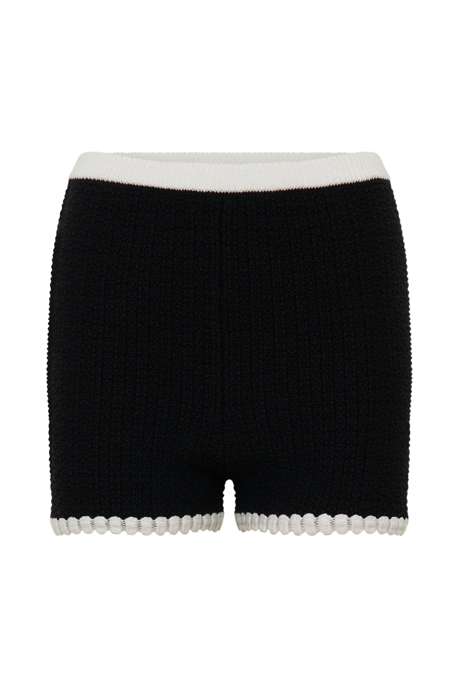 Saffron Contrast Knit Shorts - Black/White