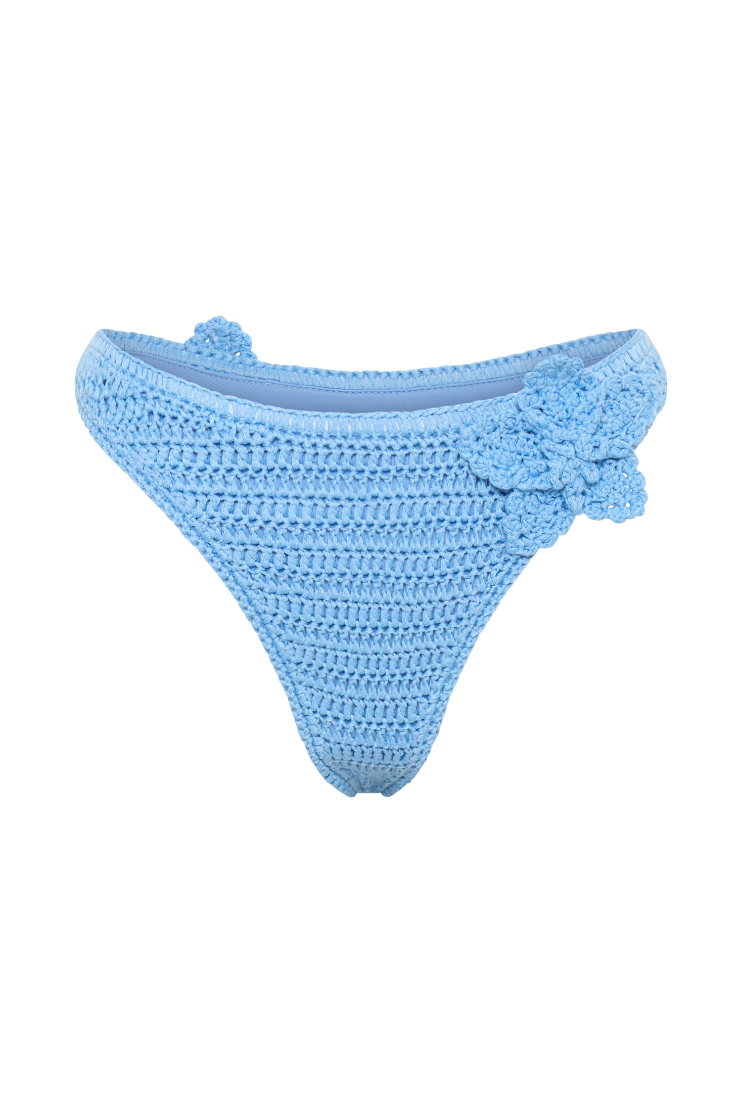 Skye Floral Crochet Tie Up Bikini Bottom - Cornflower Blue