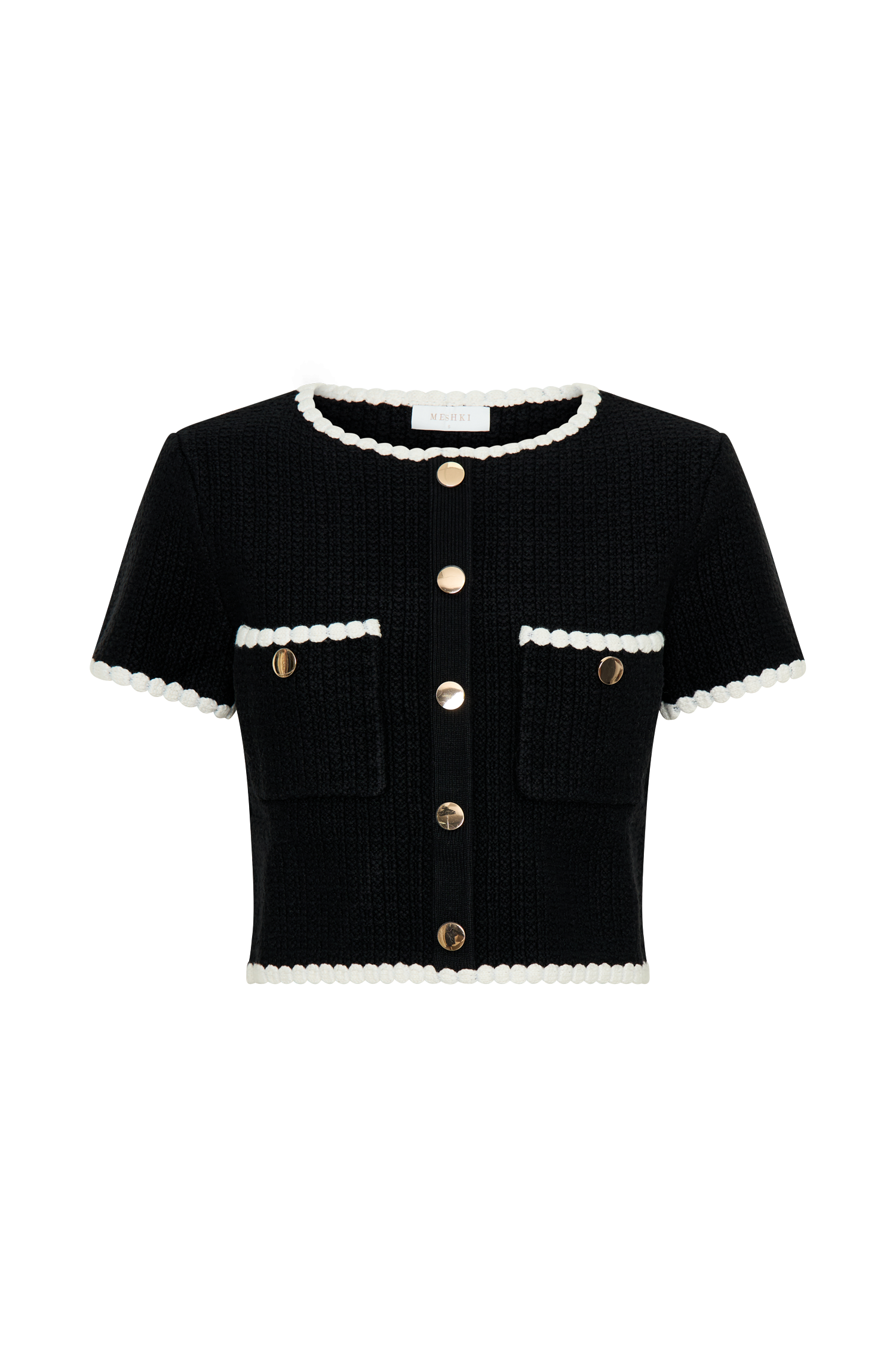 Saffron Contrast Knit Top - Black/White