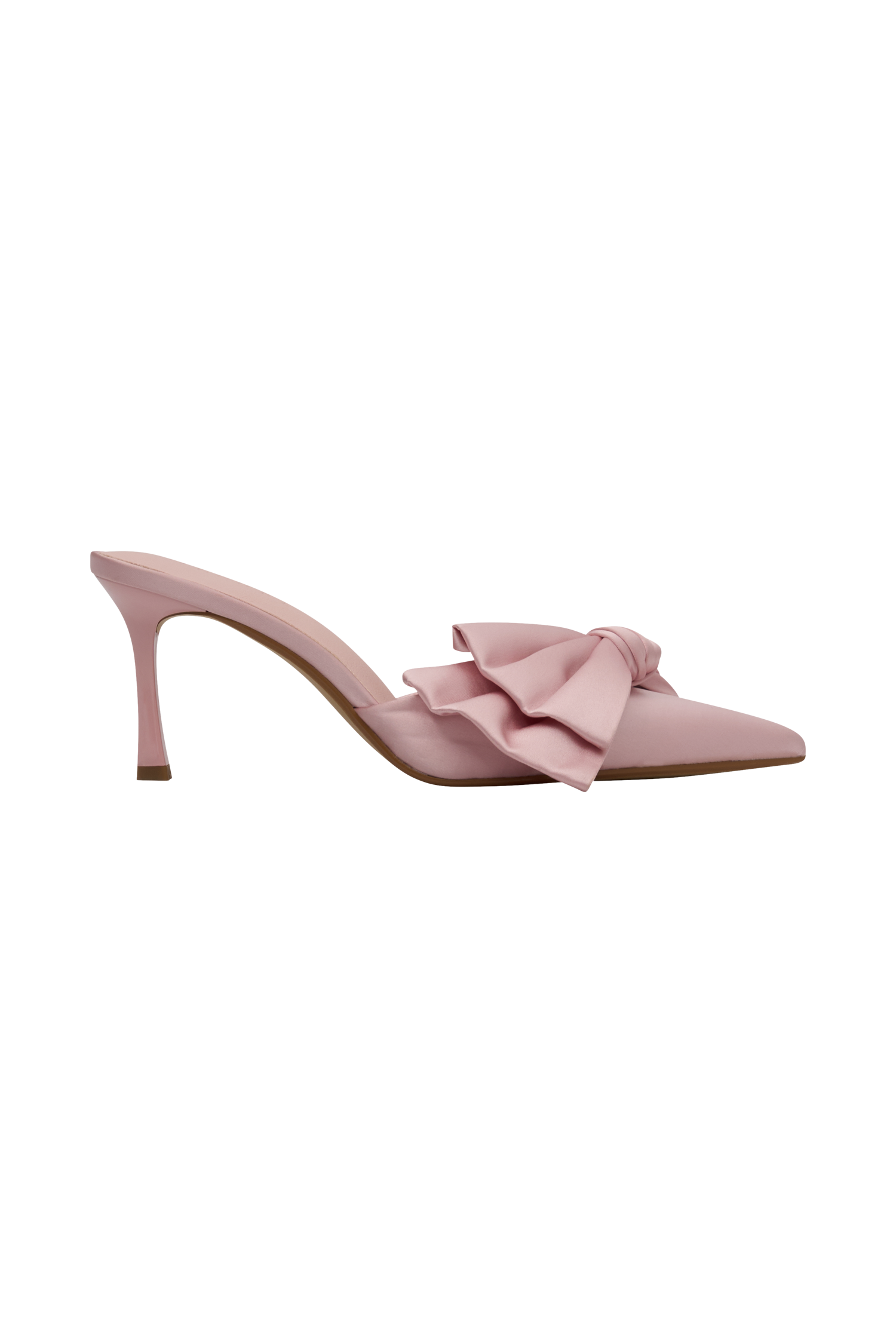 Elena Pointed Satin Bow Heel - Pastel Pink