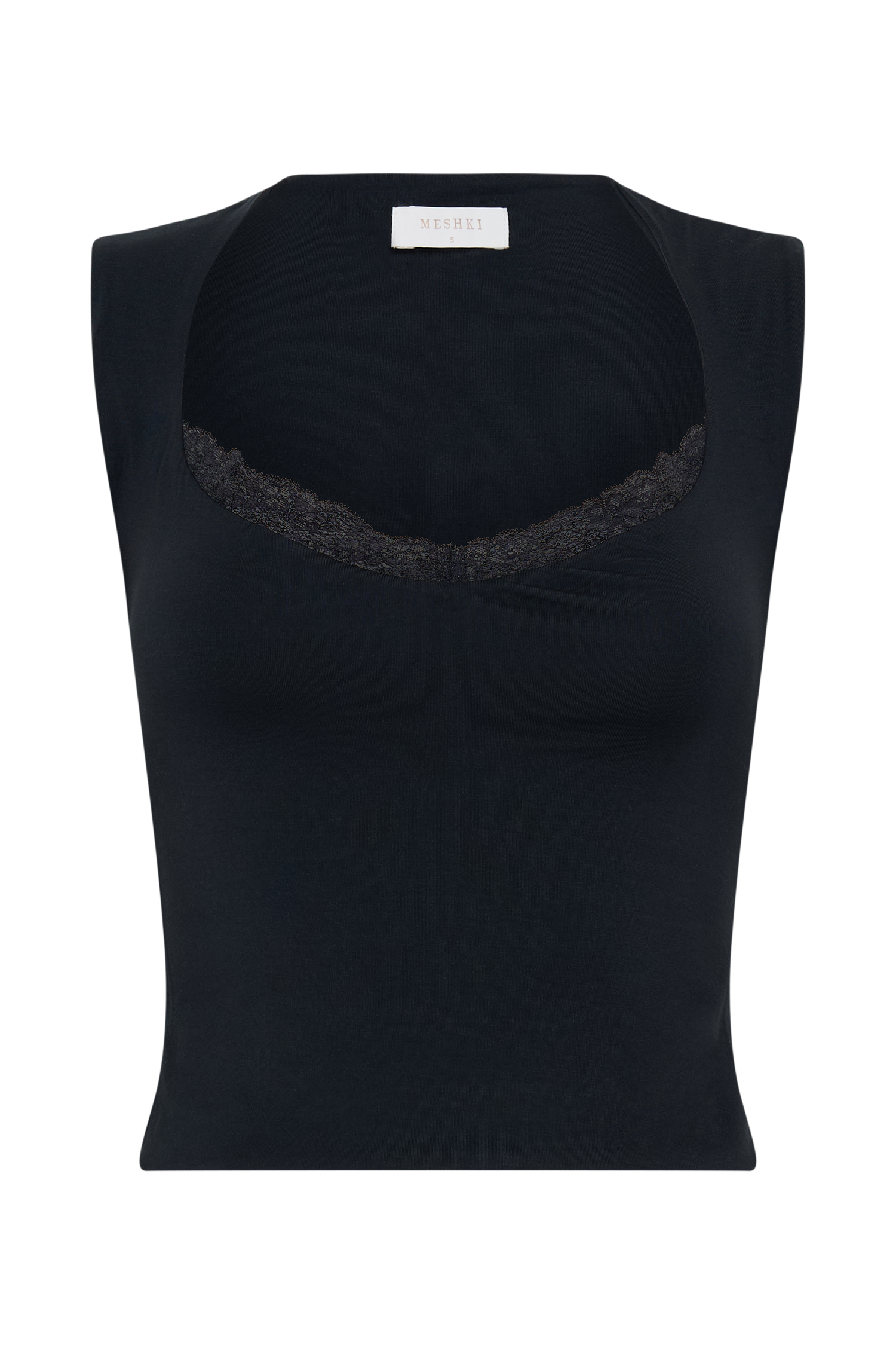 Tatianna Lace Trim Modal Top - Black
