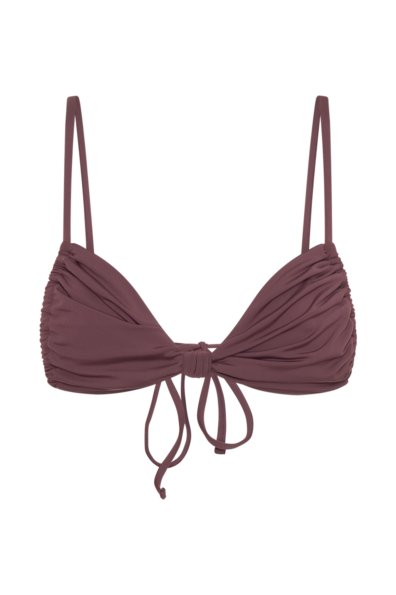Rosmunda Ruched Bikini Top - Chocolate