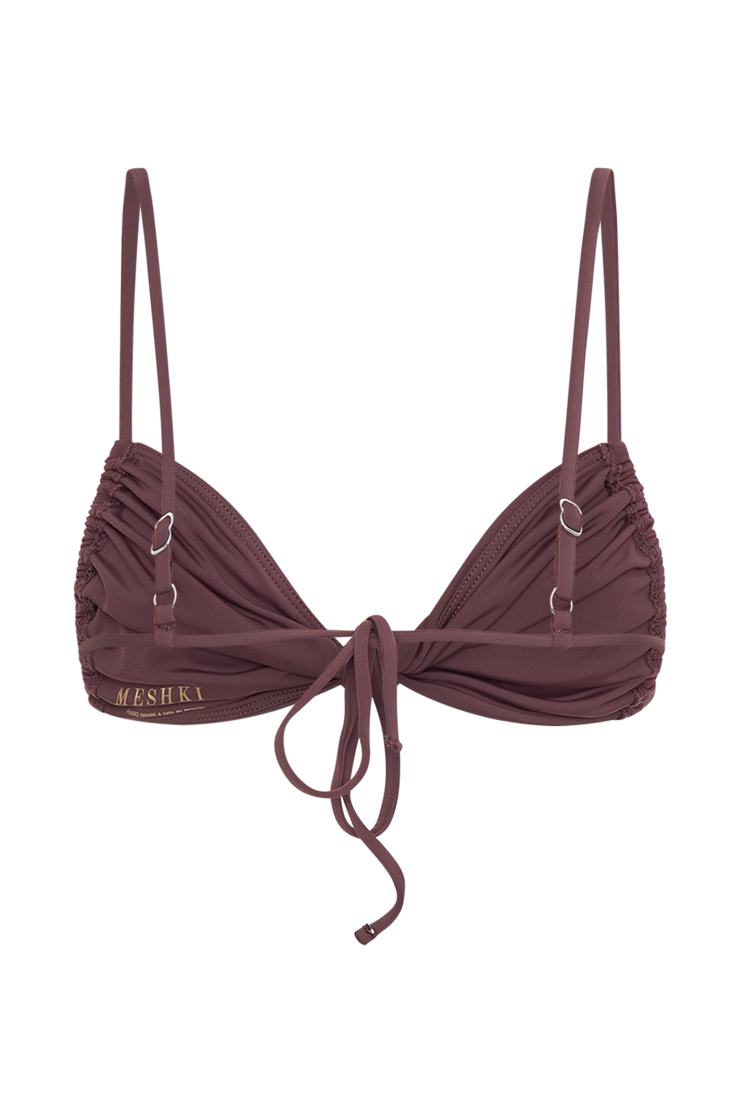 Rosmunda Ruched Bikini Top - Chocolate