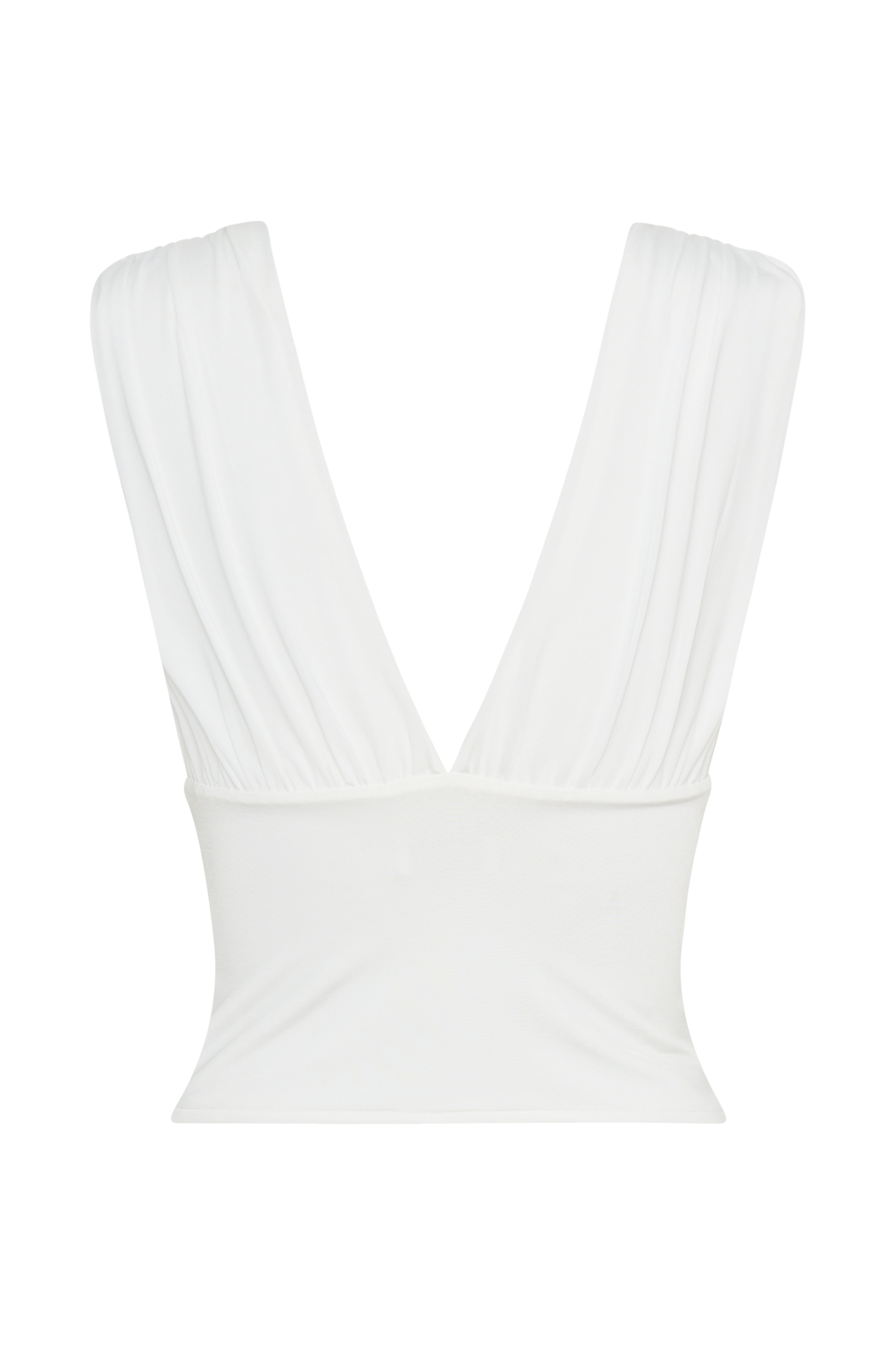 Kerrigan Slinky Ruched Sleeveless Top - White