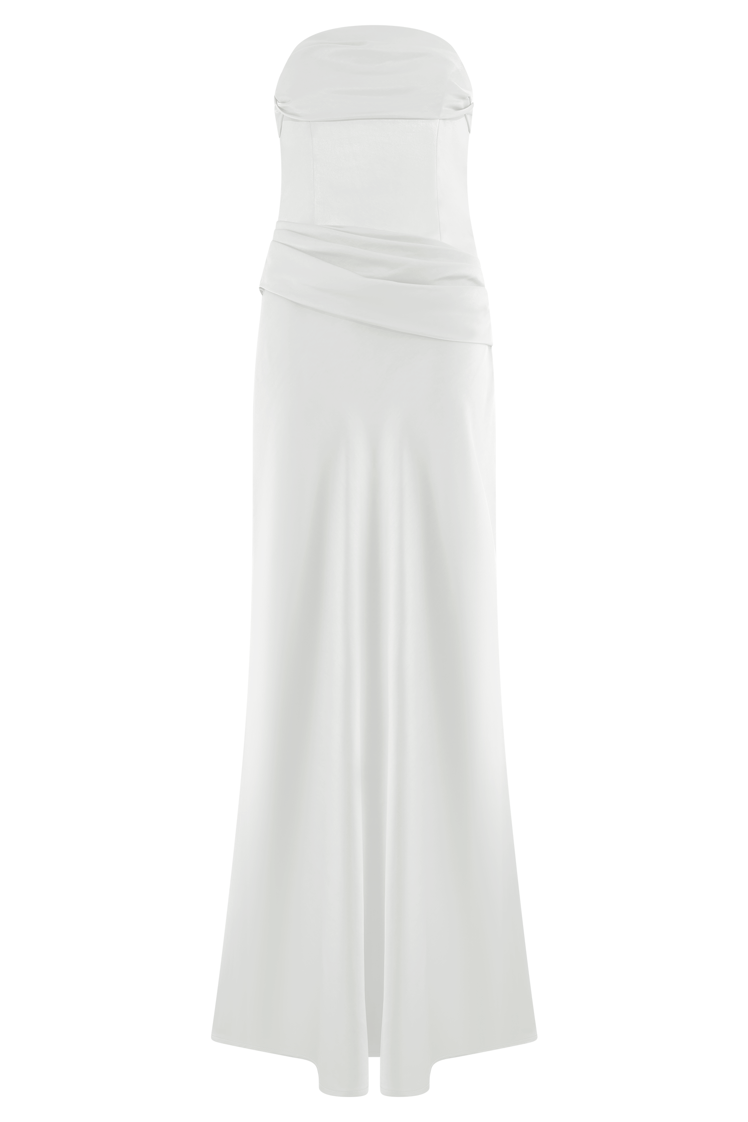 Jasmine Strapless Satin Maxi Dress - White