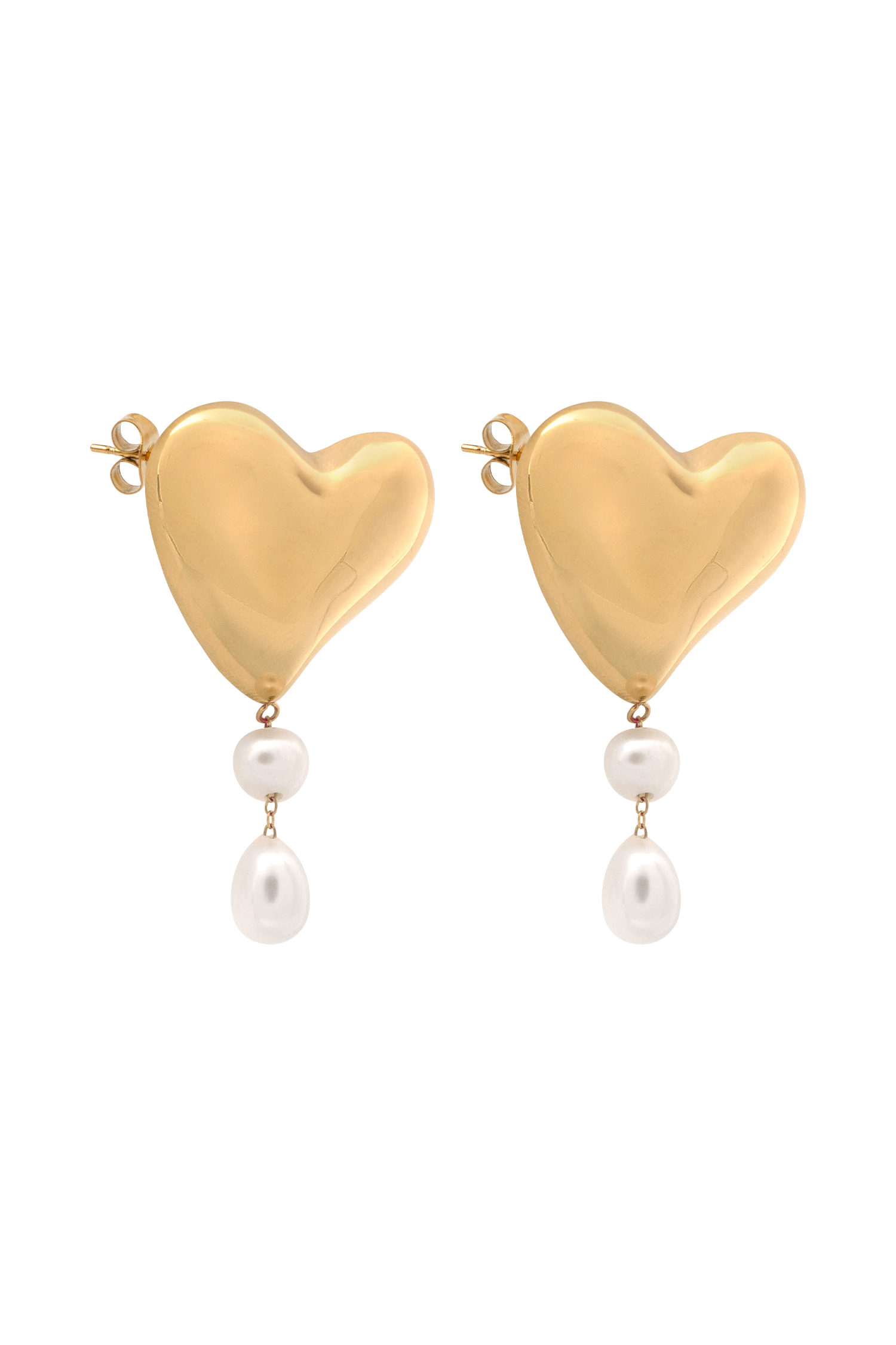 Kiara Heart Pearl Drop Earrings - Gold