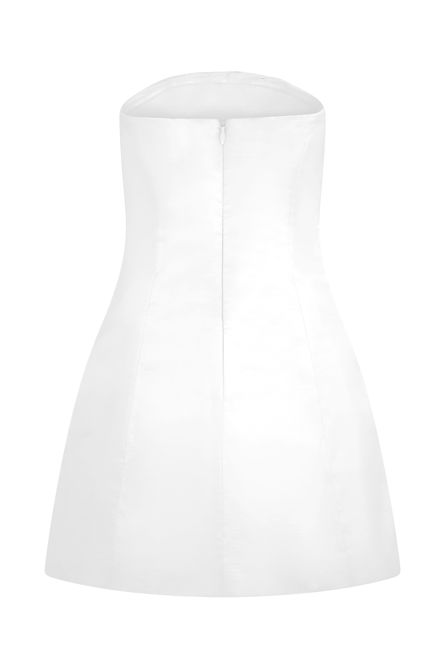 Leslie Gathered Taffeta Mini Dress - White